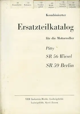 IWL Pitty, SR 56 Wiesel und SR 59 Berlin Ersatzteilliste 1959