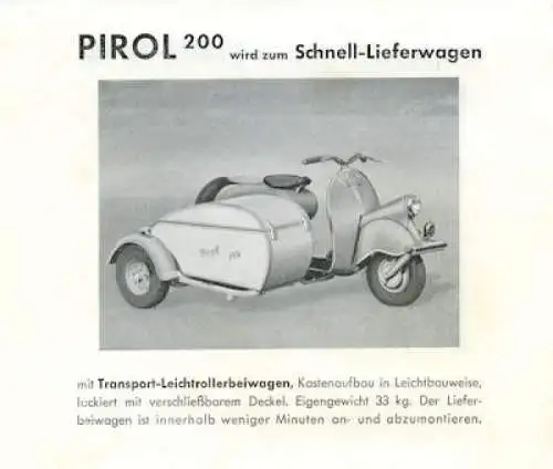 Pirol 200 Roller mit Seitenwagen Prospekt ca. 1952