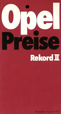 Opel Rekord D Preisliste 8.1973