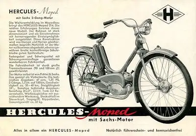 Hercules Moped 214 Prospekt 1953