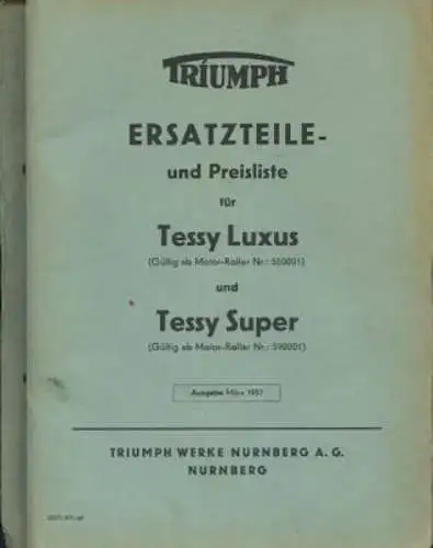 Triumph Tessy Luxus / Super Ersatzteilliste 3.1957