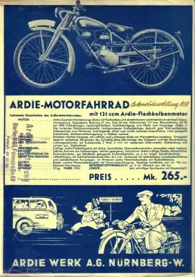 Ardie Motorfahrrad MF 125 Prospekt 1938