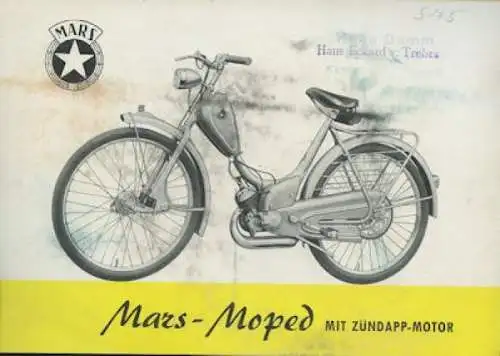 Mars Moped mit Zündapp-Motor Prospekt ca. 1955