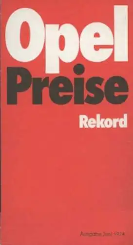 Opel Rekord D Preisliste 6.1974