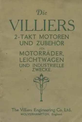 Villiers Motoren / Vergaser Bedienungsanleitung ca. 1925