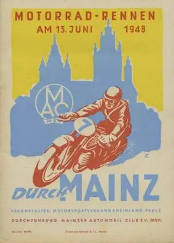 Programm Motorradrennen durch Mainz 13.6.1948