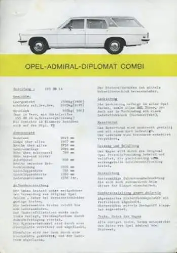 Vogt / Opel Admiral / Diplomat Kombi Prospekt ca. 1970