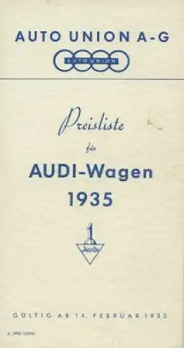 Audi Preisliste 2.1935