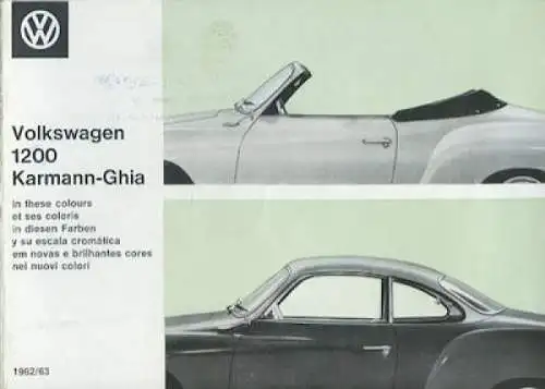 VW Karmann Ghia 1200 Farben 1962/1963