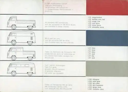 VW T 1 Farben ca. 1962