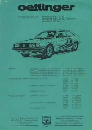 VW Scirocco Oettinger Prospekt 1970er Jahre