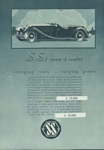 (Jaguar) SS Cars Programm 1935