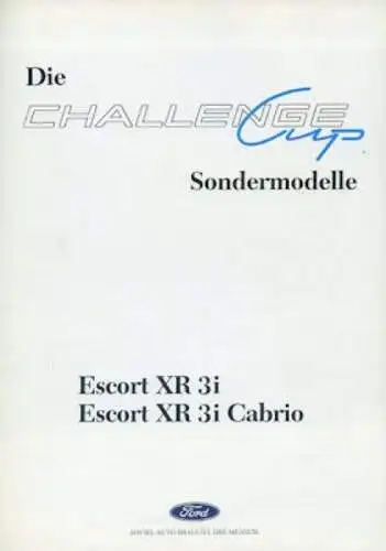 Ford Escort XR 3i / Cabrio Challenge Cup Prospekt ca. 1992