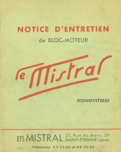 Mistral Motor Bedienungsanleitung 1952-1959