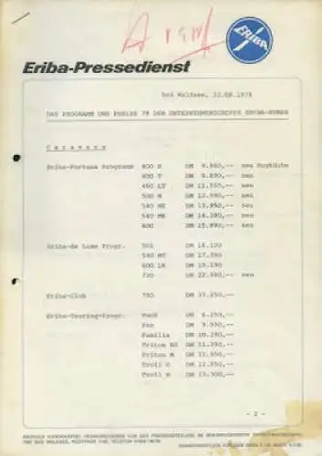 Eriba Pressedienst 8.1978