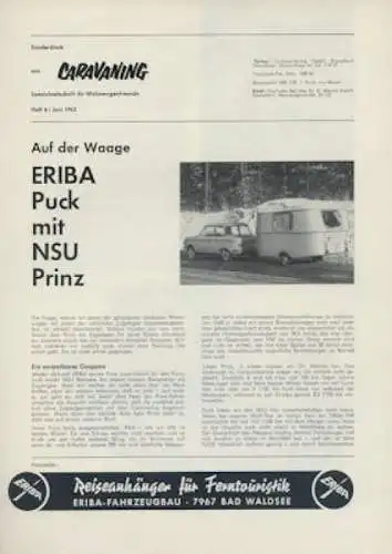 Eriba Wohnwagen Puck Test 1963