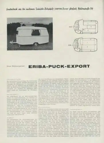 Eriba Wohnwagen Puck-Export Test ca. 1960