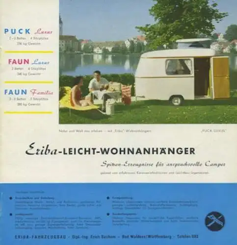 Eriba Wohnwagen Programm 1960