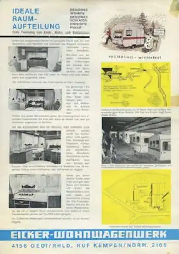 Eicker Wohnwagen Prospekt 1960er Jahre