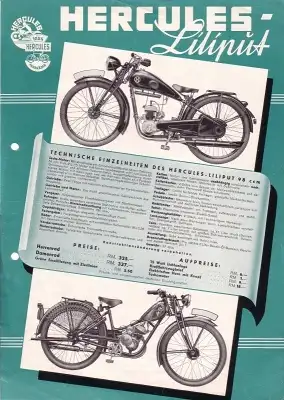 Hercules Motorfahrrad Liliput Prospekt 1937