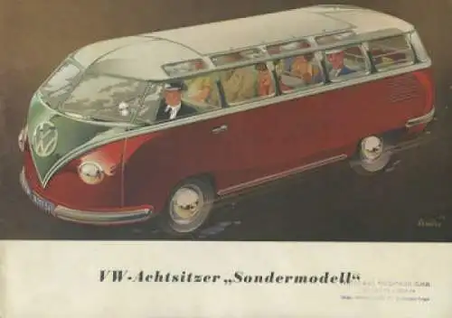 VW T 1 Achtsitzer Sonder-Modell Prospekt ca. 1954