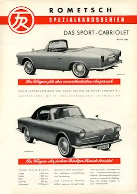 VW Rometsch Coupé und Cabriolet Prospekt 1961