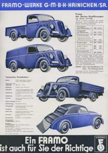 Framo LTV 500 Berlin Prospekt 1938