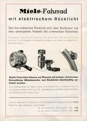 Miele mit elektrischem Rücklicht Prospekt 4.1937