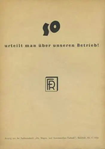 VW Rometsch Firmen Prospekt 1956