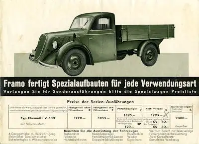 Framo Typ Chemnitz V 500 Programm 6.1938