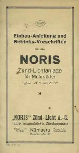 Noris Zünd-Lichtanlage für Motorräder ZF1 und ZF2 10.1930