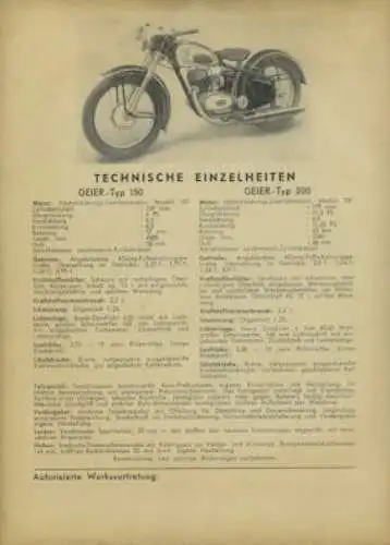 Geier Typ 150 und 200 Prospekt 1950er Jahre