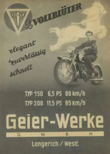 Geier Typ 150 und 200 Prospekt 1950er Jahre