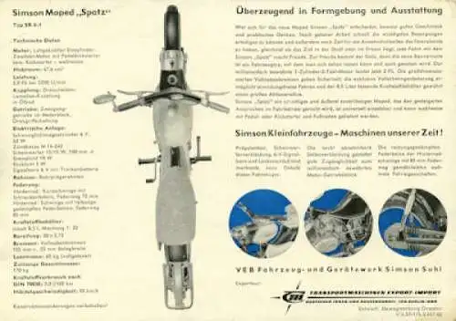 Simson Moped Spatz SR 4-1 Prospekt 1965
