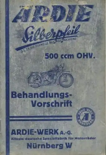 Ardie SS 31 Silberpfeil Bedienungsanleitung 1931