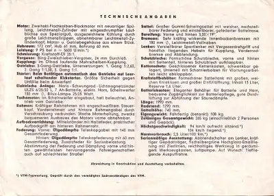 Ardie BD 175 Sportausführung Prospekt 1952