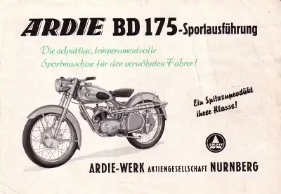 Ardie BD 175 Sportausführung Prospekt 1952