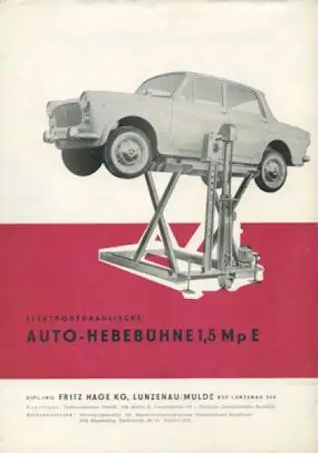 Auto-Hebebühne Prospekt 1968