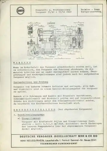 Zenith Vergaser Type 35/40 INAT 1968