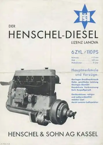 Henschel Diesel Motor Prospekt 10.1932