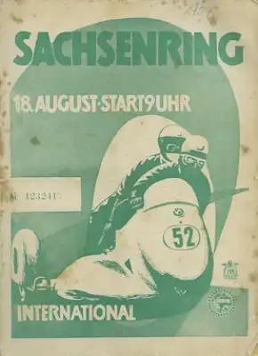 Programm Int. Sachsenringrennen 18.8.1957