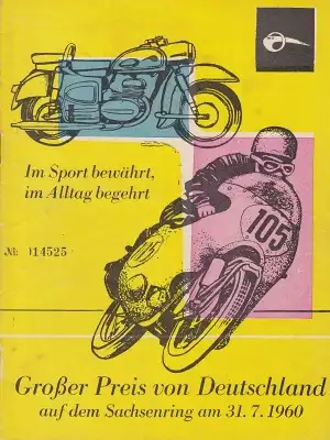 Programm Int. Sachsenringrennen 31.7.1960