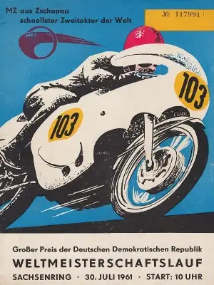 Programm Int. Sachsenringrennen 30.7.1961