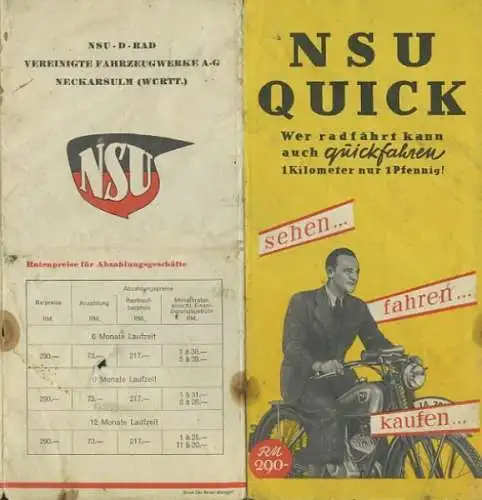 NSU Quick Prospekt 1937