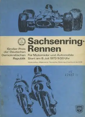 Programm Int. Sachsenringrennen 8.7.1973