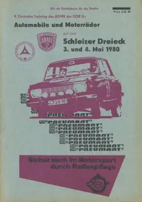 Programm 9. Training auf dem Schleizer Dreieck 3./4.5.1980