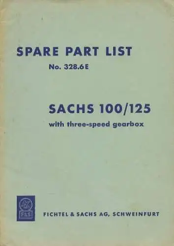 Sachs 100 / 125 3-Gang Ersatzteilliste ca. 1960 e