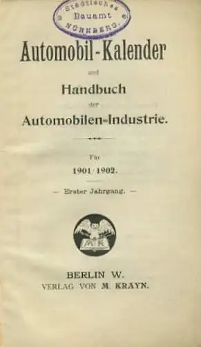 Automobil-Kalender und Handbuch der Automobil-Industrie 1901/02