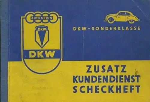 DKW Sonderklasse Zusatz Kundendienst Scheckheft ca. 1955