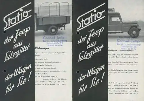 Statio Jeep / Salzgitter 4 Prospekte ca. 1950